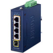 PLANET IP30 Kompakta izmēra 4-portu IGS-514PT Nevadāms Gigabit Ethernet (10 / 100 / 1000) ar PoE atbalstu Blue