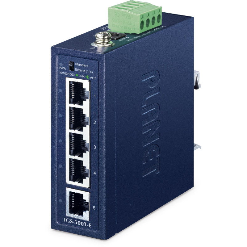 PLANET IGS-500T-E nevadāms Gigabit Ethernet (10 / 100 / 1000) tīkla savienotājs Blue