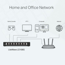 TP-Link Jungiklis 8x FE LS108G (plieninis korpusas) TP-Link Jungiklis 8x FE LS108G (plieninis korpusas)