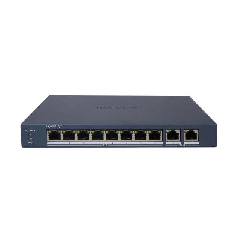 Shakotuva 10 prievadų, 8 PoE jungiklis Hikvision DS-3E1510P-EI / M(B)