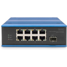 Jungiklis Digitus DIGITUS pramoninis 8-portu 10/100 PoE nevaldomas Blue Jungiklis Digitus DIGITUS pramoninis 8-portu 10/100 PoE nevaldomas Blue
