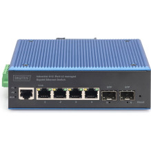 Komutatorius Digitus DIGITUS pramoniniu būdu valdomas L2 gigabito Ethernet komutatorius su 4 x GE RJ45 + 2 SFP prievadai