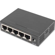 DIGITUS 5-port Gigabit switch unmanaged in a metal case Black DIGITUS 5-port Gigabit switch unmanaged in a metal case Black