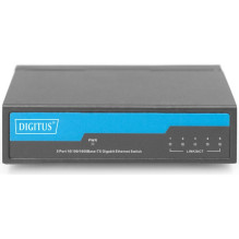 DIGITUS 5 prievadų gigabito komutatorius, nevaldomas, metaliniame korpuse, juodos spalvos DIGITUS 5 prievadų gigabito komutatorius, nevaldomas, metaliniame korpuse, juodos spalvos