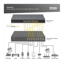 Switch Digitus 8-Port Gigabit PoE Switch + 250W Injector Black Switch Digitus 8-Port Gigabit PoE Switch + 250W Injector Black