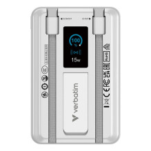Powerbank Verbatim Charge´n´Go Power Bank 2C su ekranu 10000mAh silver Powerbank Verbatim Charge´n´Go Power Bank 2C su ekranu 10000mAh silver