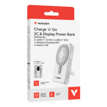 Powerbank Verbatim Charge´n´Go Power Bank 2C su ekranu 10000mAh silver Powerbank Verbatim Charge´n´Go Power Bank 2C su ekranu 10000mAh silver