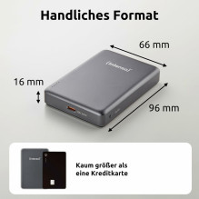 Intenso magnētiskais bezvadu barošanas bankas 10000 mAh Grey USB-C Intenso magnētiskais bezvadu barošanas bankas 10000 mAh Grey USB-C