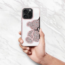Dėklas, skirtas iPhone 17 Pro / 18 Pro meškiukui, rožinis Dėklas, skirtas iPhone 17 Pro / 18 Pro meškiukui, rožinis