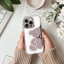 Dėklas, skirtas iPhone 17 Pro / 18 Pro meškiukui, rožinis Dėklas, skirtas iPhone 17 Pro / 18 Pro meškiukui, rožinis