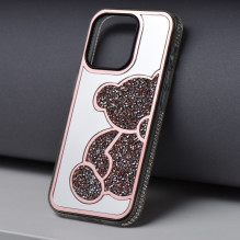 Dėklas, skirtas iPhone 17 Pro / 18 Pro meškiukui, rožinis Dėklas, skirtas iPhone 17 Pro / 18 Pro meškiukui, rožinis