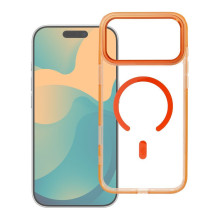 Dėklas, skirtas iPhone 17 Pro Max / 18 Pro Max Frame Clear Hybrid Mag Dangtis compatible su MagSafe hermes oranžine spal