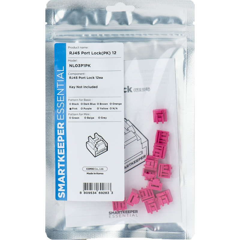 SmartKeeper Basic "RJ45 Port" užblokavimo įrenginys pink 12 vnt.