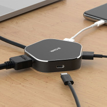 D-Link DUB-M420 4?in?1 USB?C šakotuvas su HDMI / USB?C Ladeanschluss (juoda / sidabrinė)