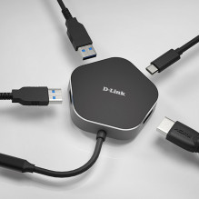 D-Link DUB-M420 4?in?1 USB?C šakotuvas su HDMI / USB?C Ladeanschluss (juoda / sidabrinė)