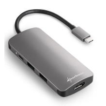 Sharkoon daugiaprievadis adapteris USB 3.0 C tipo, tamsiai pilkas