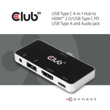 Club3D USB-C 4in1 šakotuvas HDMI / USB / USB-C / Ausinės 4K60Hz PD100W mažmeninė prekyba Club3D USB-C 4in1 šakotuvas HDMI / USB / USB-C / Ausinės 4K60Hz PD100W mažmeninė prekyba