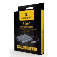 gembird USB Typ-C 6-in-1 Kombi adapteris spacegrau