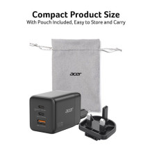 Acer lādētājs 100W 2 x USB-C + 1 x USB-A porti, black Acer lādētājs 100W 2 x USB-C + 1 x USB-A porti, black