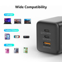 Acer įkroviklis 100W 2 x USB-C + 1 x USB-A prievadai, juodos spalvos Acer įkroviklis 100W 2 x USB-C + 1 x USB-A prievadai, juodos spalvos