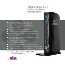 Stacija / replikators Club 3D SenseVision Dual Display 4K USB 3.0 (CSV-1460)