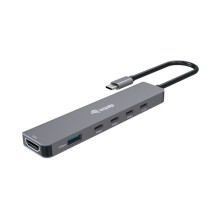 Perėjimo adapteris USB-C į HDMI / 3xUSB-C / USB-A 4K / 60Hz 0.25m aliuminis Perėjimo adapteris USB-C į HDMI / 3xUSB-C / USB-A 4K / 60Hz 0.25m aliuminis