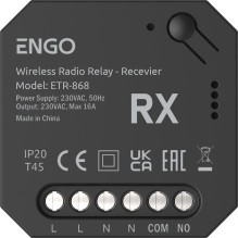 Engo ETR-868 - wireless relay, transmitter+receiver, radio controlled, 868Mhz, 230V