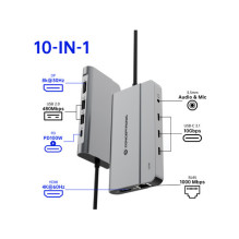 Docking station / replicator Conceptronic CONCEPTRONIC 10-1 Dock USB-C- HDMI / 2xUSB-A / 3xUSB-C / 100WPD