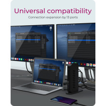 ICY BOX USB-C / USB-A 12w1 prijungimo stotelė su „DisplayLink®“, 6x USB 3.0, 2x HDMI, 2x DP, RJ45 ICY BOX USB-C / USB-A 12w1 prijungimo stotelė su „DisplayLink®“, 6x USB 3.0, 2x HDMI, 2x DP, RJ45