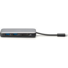 DIGITUS USB-C dokstacija ar HDMI, USB3.2, RJ45, SD, MicroSD, PD silver
