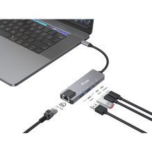 Pāreja USB-C uz RJ45 / 2xUSB-A / USB-C / PD 0.25m Alu. Pāreja USB-C uz RJ45 / 2xUSB-A / USB-C / PD 0.25m Alu.