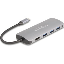 Stotis / Replikatorius Delock DELOCK 7 prievadų USB 10 Gbps USB šakotuvas ir 4K HDMI išvestis su USB C tipo prievadu ir Stotis / Replikatorius Delock DELOCK 7 prievadų USB 10 Gbps USB šakotuvas ir 4K HDMI išvestis su USB C tipo prievadu ir