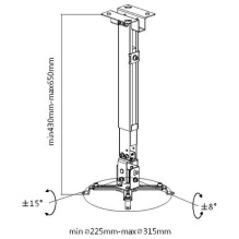 Equip projektora griestu / sienas stiprinājums universāls līdz 20kg ws retail Equip projektora griestu / sienas stiprinājums universāls līdz 20kg ws retail