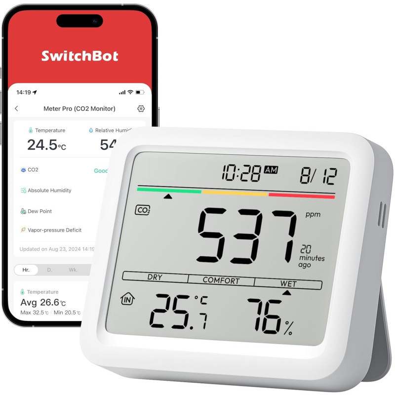SwitchBot „Meter Pro“ CO2 išmanioji meteorologinė stotelė