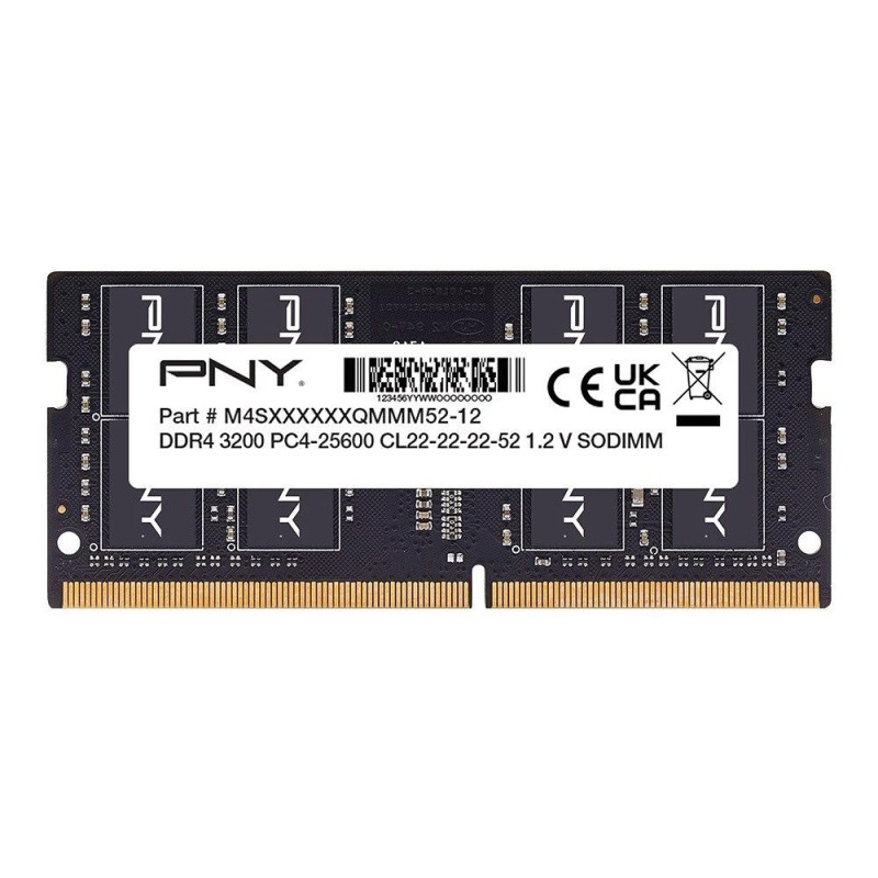 Nešiojamojo kompiuterio atmintis PNY Našumas, SODIMM, DDR4, 16 GB, 3200 MHz, CL22 (MN16GSD43200-TB)