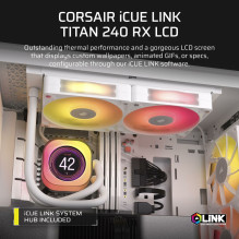CPU aušinimo sistema iCUE LINK TITAN 240 RX LCD AIO 240mm balta CPU aušinimo sistema iCUE LINK TITAN 240 RX LCD AIO 240mm balta