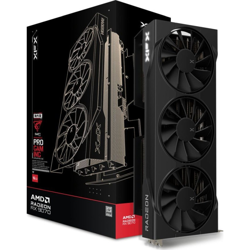Graphics card XFX Swift Radeon RX 9070 OC with triple fan gaming 16GB GDDR6 (RX-97SWFB3B9)