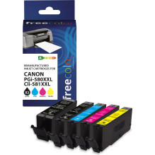 Freecolor Canon PGI-580XXL melna+CLI-581XXL BK/C/M/Y perdirbtų rašalo kasečių rinkinys Freecolor Canon PGI-580XXL melna+CLI-581XXL BK/C/M/Y perdirbtų rašalo kasečių rinkinys