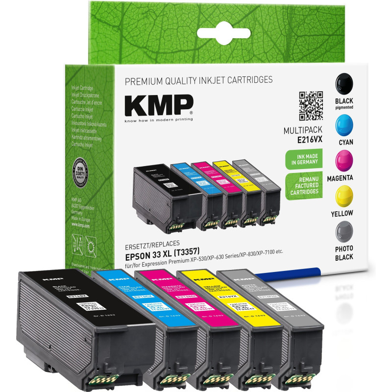 KMP Epson T3357 Multipack tintes kārtridži 400-650S. E216VX pārstrādāts