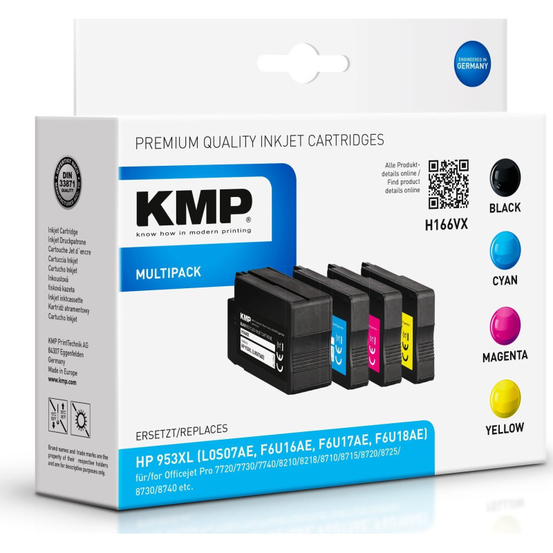 Ink set KMP KMP H166VX Multipack BK / C / M / Y compatible with HP 953 XL