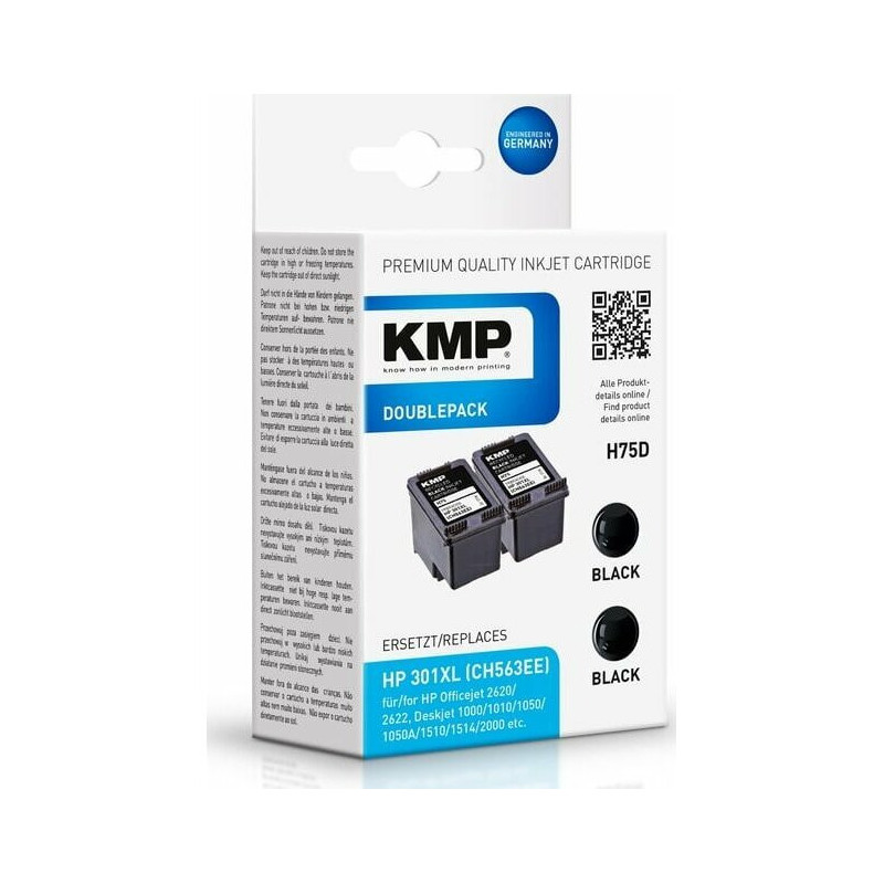 KMP Cartridge HP301XL DoublePack 2x480 pages Black compatible