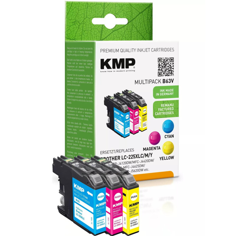KMP Cartridge Brother LC-225XL C / M / Y Multipack 3x1200S. B63V