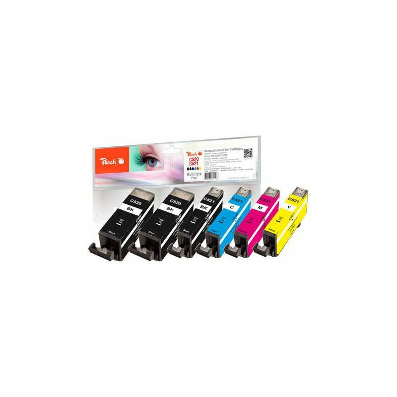 Peach Kasetne Canon PG-520 / CLI-521 MultiPack Plus 2xbk,c,m,y pārstrādāta