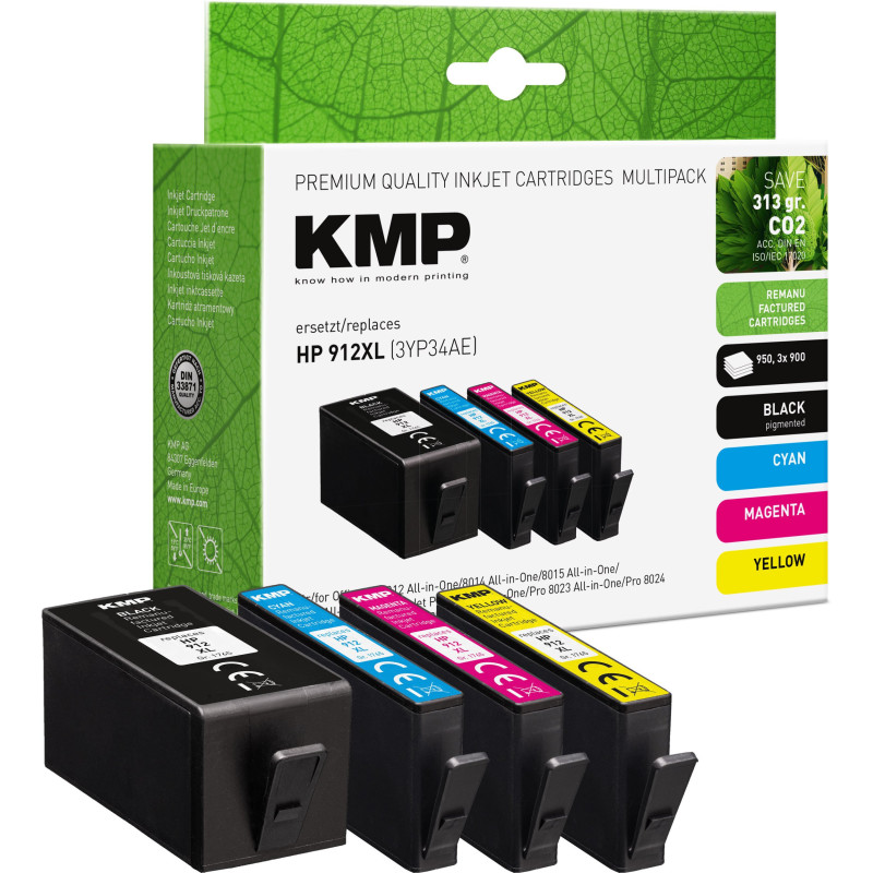 Tintes kasetne HP KMP HP912XL 3YP34AE BK / C / M / Y Multipack pārstrādāta