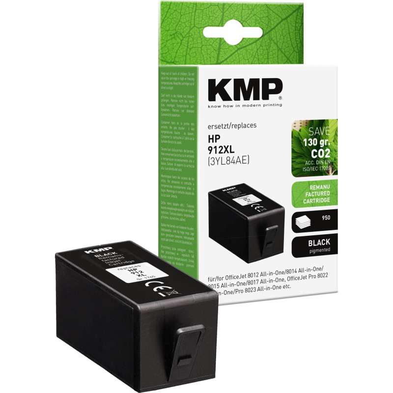 KMP Cartridge HP HP912XL 3YL84AE Black H188X 950 Pages Remanufactured