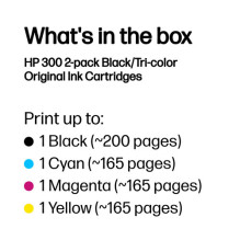 HP 300 Black+Tricolor Tintes kasetne HP 300 Black+Tricolor Tintes kasetne