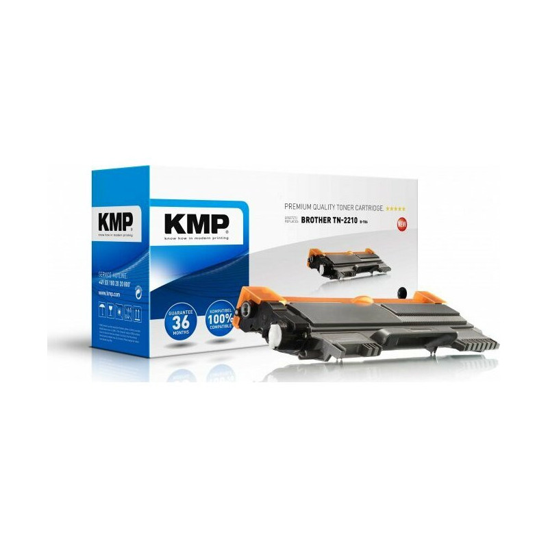 KMP dažų kasetė Brother TN-2210 / TN2210 Juoda 1200 puslapių B-T86 perdirbta