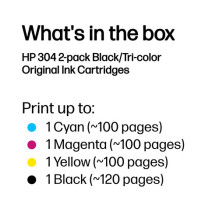 HP 304 Juoda + Dviguba rašalo kasetė HP 304 Juoda + Dviguba rašalo kasetė