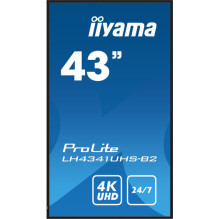 Iiyama ProLite LH4341UHS-B2, Public Display (Black (glänzend), UltraHD / 4K, IPS, Mediaplayer)