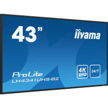 Iiyama ProLite LH4341UHS-B2, Public Display (Black (glänzend), UltraHD / 4K, IPS, Mediaplayer)